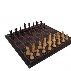 Superior Quality Chess Set with Real Leather Handmade Chessboard