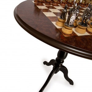 Wooden Round Chess Table with Beautiful Chess Set | Etsy