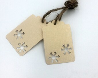 Holiday Gift Tags, Handmade Set of 6, Gold Shimmer with Jute Cord, Christmas, Hanukkah, Winter