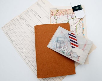 Travel Theme Kit for Traveler's Notebook, Passport Size Insert with Dashboard, Vintage Items, Ephemera, Washi,