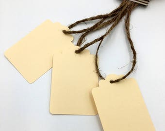 Ivory Gift Tags, Handmade Set of 6 with Jute Cord