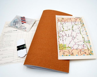 Travel Theme Kit for Traveler's Notebook, Regular TN Size Insert with Dashboard, Vintage Items, Ephemera, Washi,