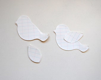Vintage Bird Paper Cut Outs from White Grid Paper, Set of 10, Scrapbook, Paper Craft, Junk Journal, Wedding