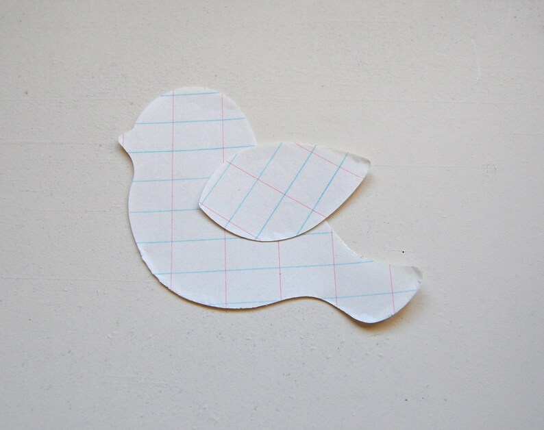 Vintage Bird Paper Cut Outs From White Grid Paper, Set of 10, Scrapbook ...