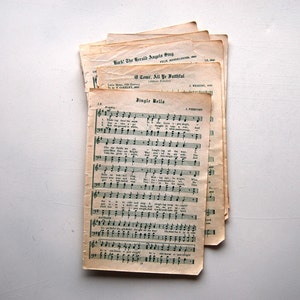 Vintage kerstpakket met bladmuziek voor feestdagen, 5 pagina's