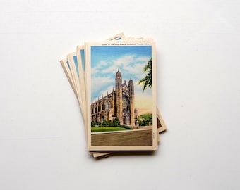 20 Vintage Linen Postcards of Queen of the Holy Rosary Cathedral, Toledo, Ohio, Blank - Wedding, Scrapbook, Guest Book