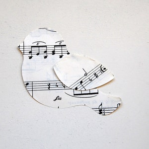 Vintage Bird Cut Outs from Sheet Music, Set of 10, Scrapbook, Paper Craft, Junk Journal, Wedding