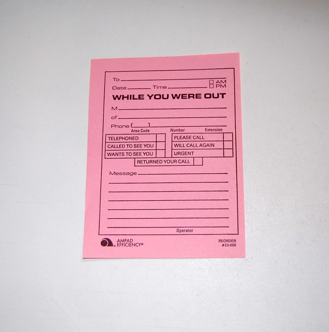 While You Were Out...10 Vintage Note Pad Sheets, Pink Paper Etsy