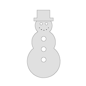 Puede incluir: Un dibujo simple de un muñeco de nieve con un sombrero y tres botones. El muñeco de nieve es gris y el sombrero es negro.