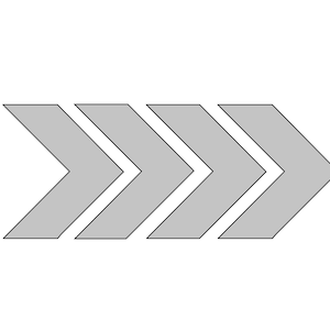 May include: A set of four gray chevron arrows pointing to the right.