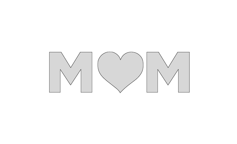 12.5 W x 3.65 H String Art MOM with Heart Pattern Template