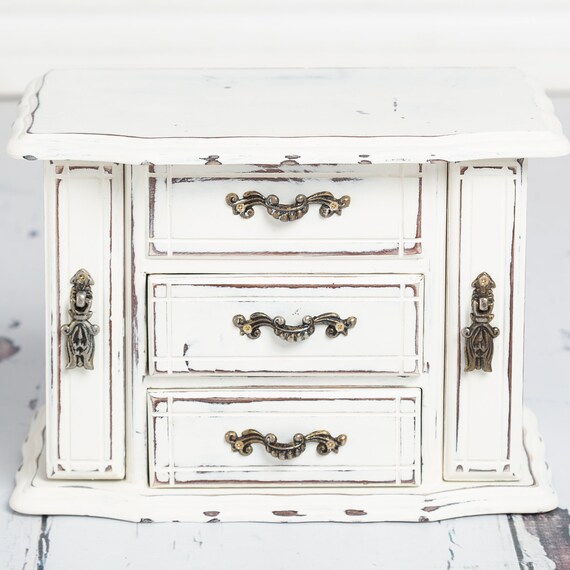 Shabby Chic Jewellery Box Armoire Wardrobe Vintage Jewellery Etsy