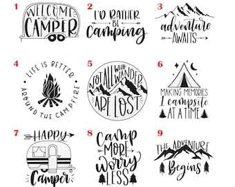 Outdoor Adventure Car Stickers- Campervan Stickers -Campfire - Camping Adventures Bumper Window Decals Choice of Designs and Colours.