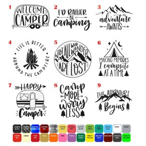 Outdoor Adventure Car Stickers- Campervan Stickers -Campfire - Camping Adventures Bumper Window Decals Choice of Designs and Colours.
