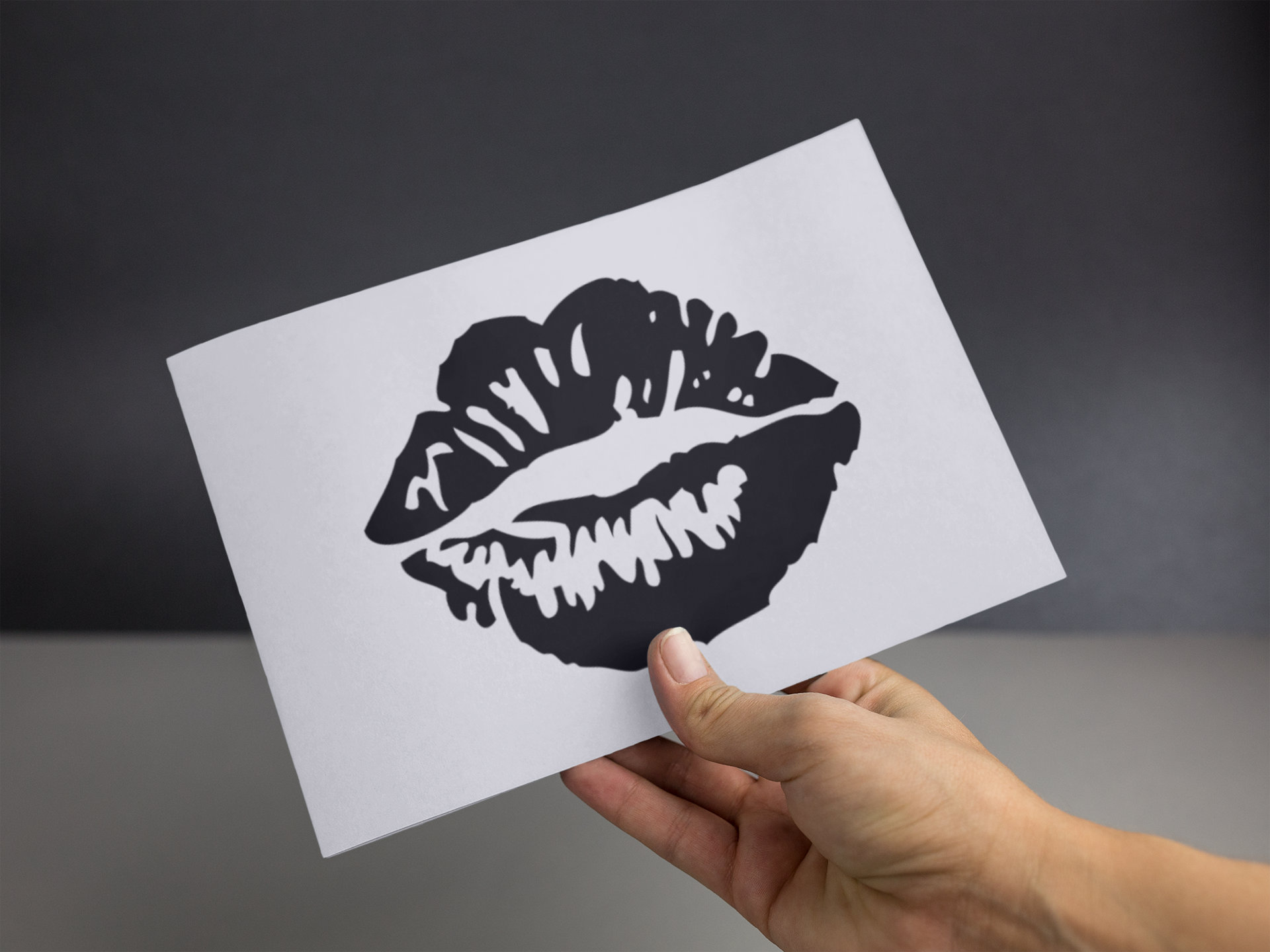 Skull Lips Kiss Mark Vinyl Decal - 5.5x4 Inch White Sticker For Cars, Laptops & Smooth Surfaces