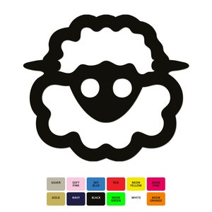 Puede incluir: Silueta en blanco y negro de la cabeza de una oveja con una cabeza de lana esponjosa y dos ojos pequeños.