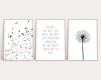 Feelings Are Like Waves Set van 3 slaapkamer muurdecoratie prints