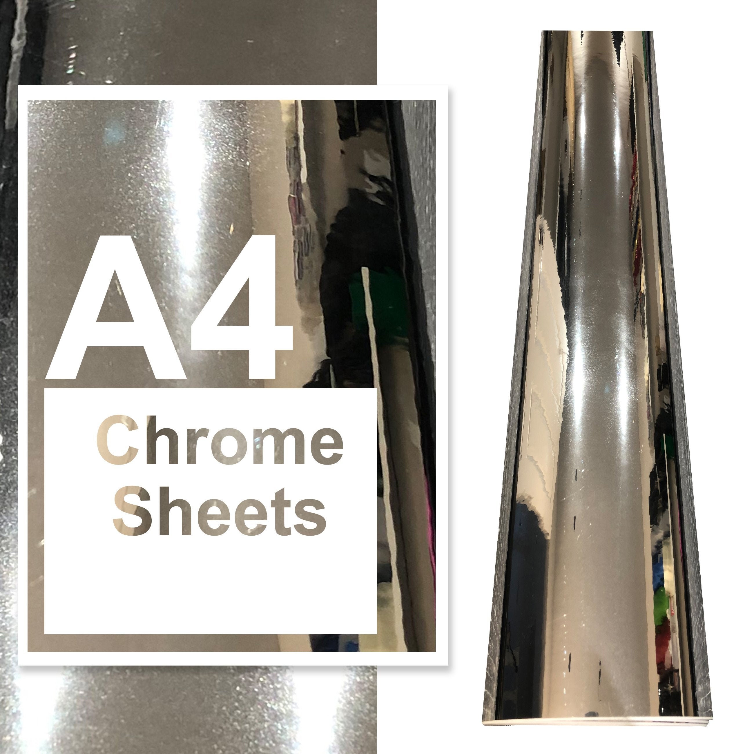 12 X 12 Chrome Vinyl Sheets, Metallic Vinyl, Self Adhesive Vinyl
