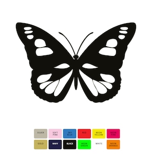 Puede incluir: Una silueta negra de una mariposa con marcas blancas en sus alas.