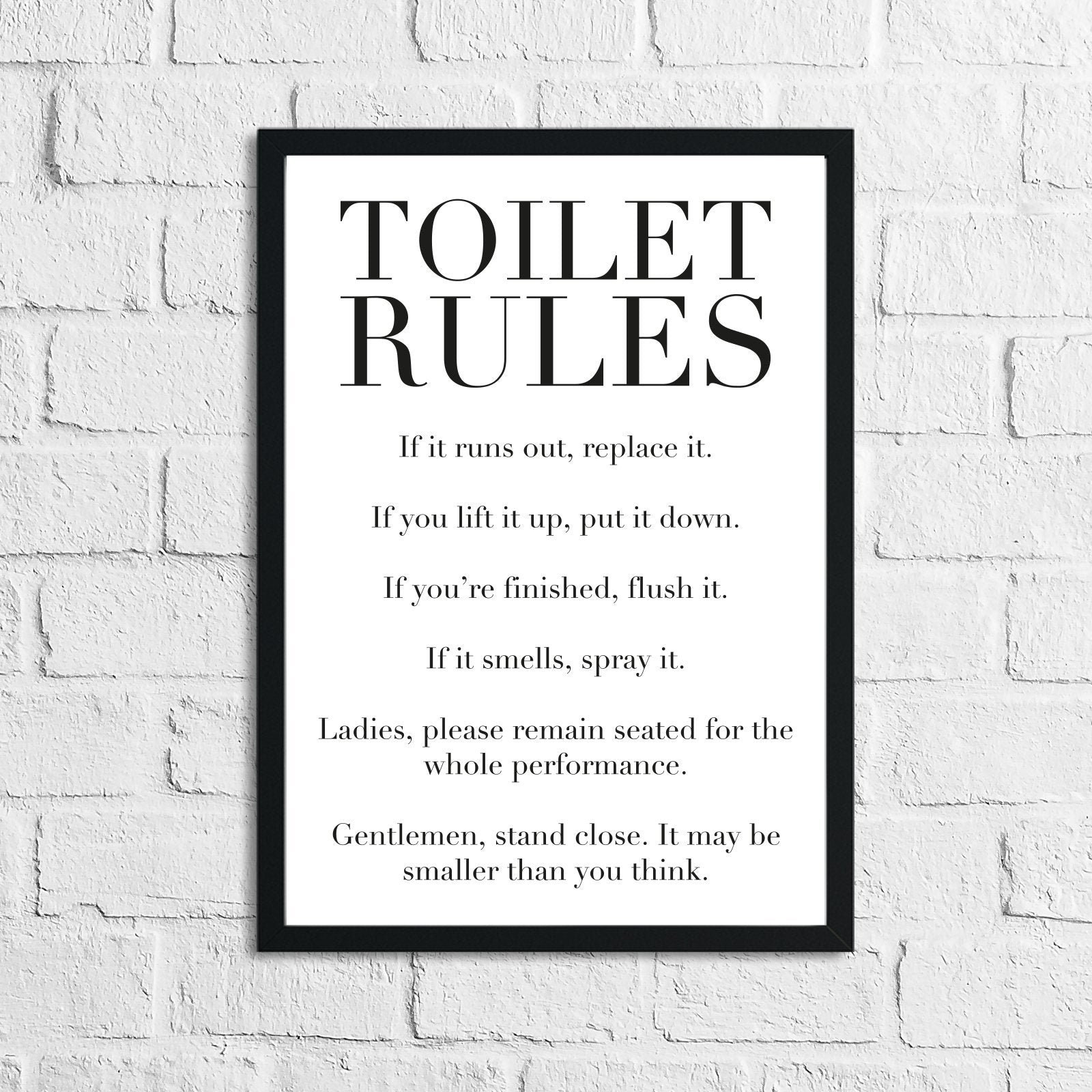 Règles de toilette Drôle Humour Humour Salle de bain Décor Mur Etsy