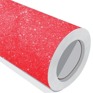 Forniture per fogli di vinile glitterato rosso. Rotoli di vinile autoadesivo effetto glitter. Crea il tuo vinile personalizzato. Realizzazione di insegne.