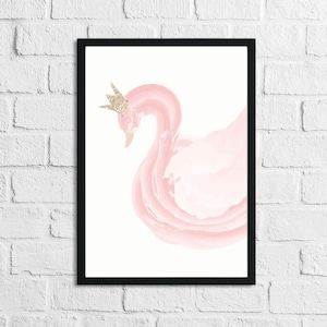 Pink Swan Water Color Children's Room Camera da letto camera da letto stampa