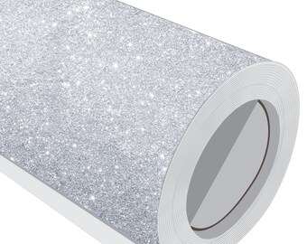 Silver Glitter Craft vinyl sheet supplies. Rolls of Self-adhesive Glitter Effect Vinyl. Wrap to make your own . Sign making