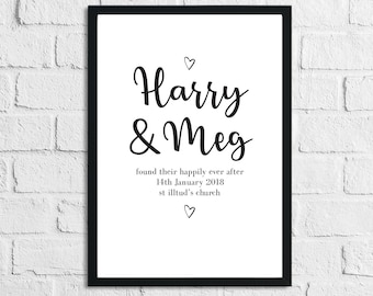 Gepersonaliseerde vond hun lang en gelukkig stel nieuw huis bruiloft muurdecoratie print