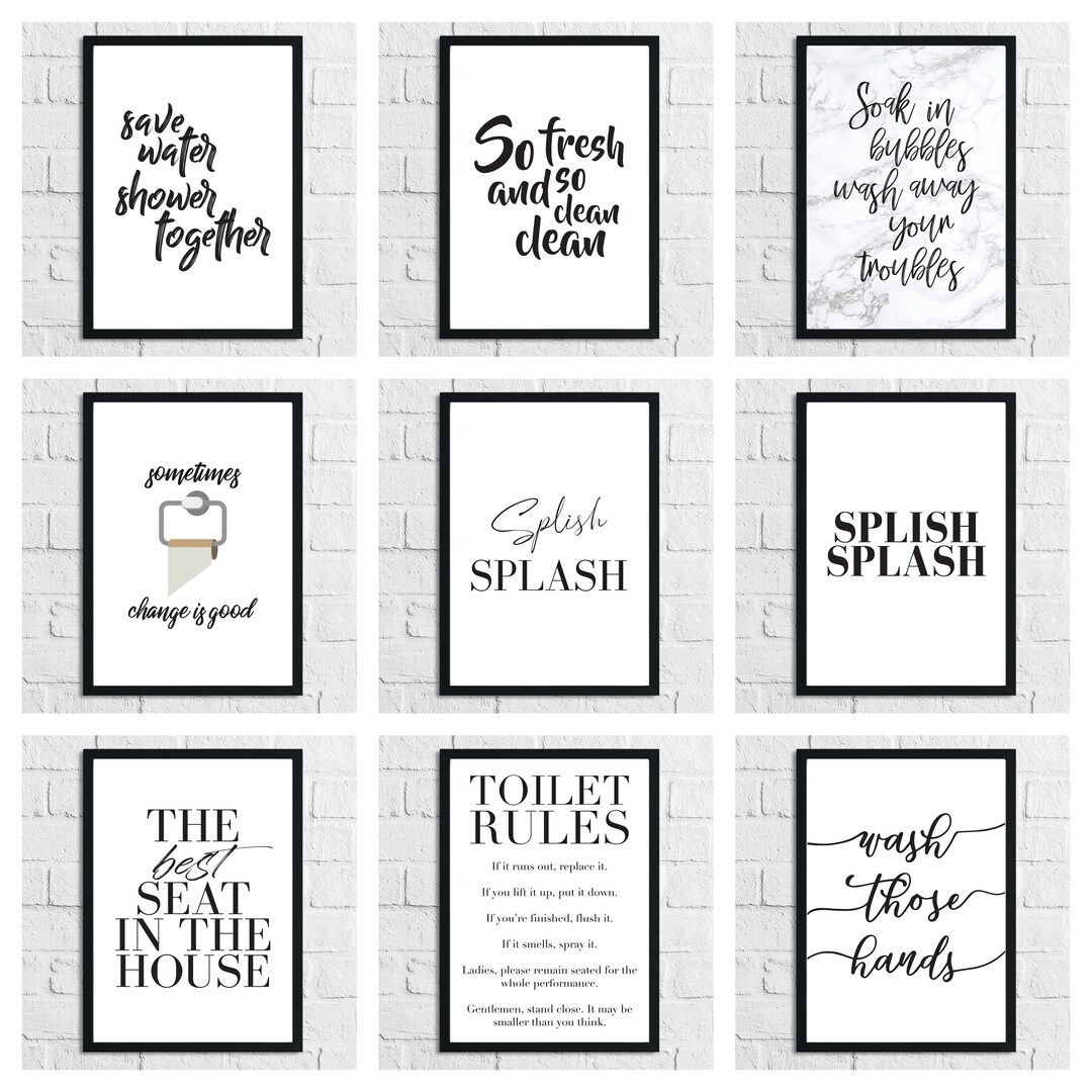 Bathroom Wall Decor, Toilet Art Prints, Minimalist Print for Room ...