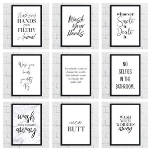 Funny Bathroom Quote Art Print: Minimalist Home Decor