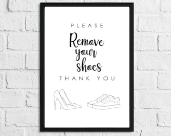 Verwijder je schoenen Eenvoudige muurdecoratieprint voor in huis