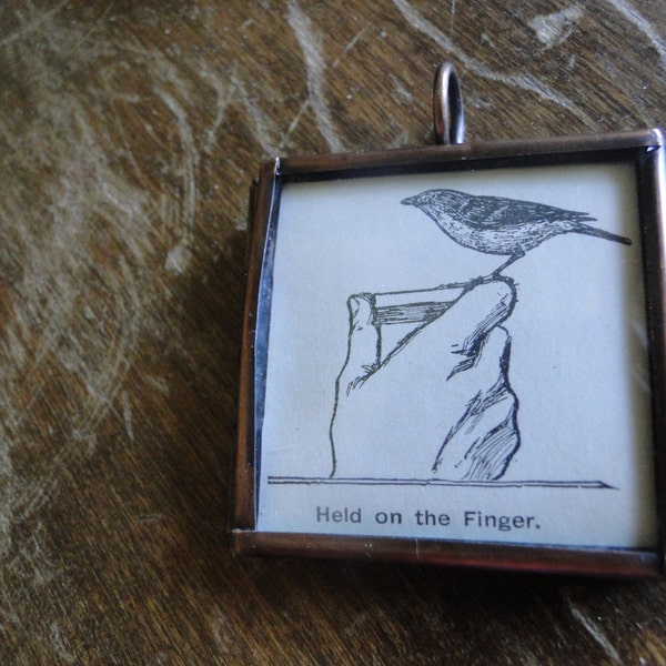 Pendant Bird Hand Vocabulary Antique Illustration