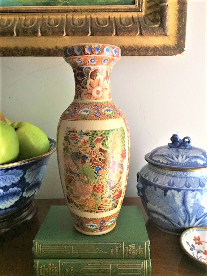 Vintage Chinoiserie Vase Ceramic Vase Chinoiserie Chic Asian | Etsy