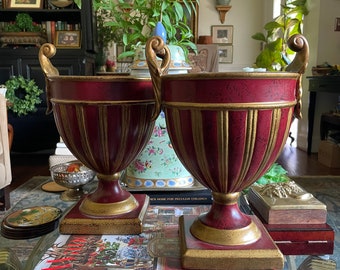 Pair of Large Grecian Style Decorative Urns