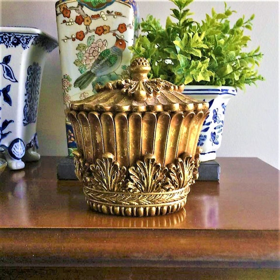 Decorative Box Gilded Box Lidded Box Coffee Table Decor Etsy