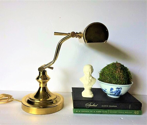 Vintage Brass Desk Lamp Brass Library Lamp Office Lamp Brass Etsy