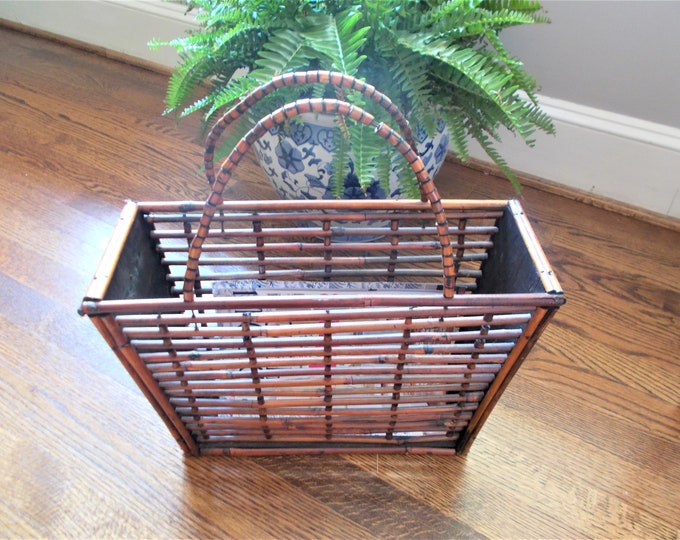 Vintage Magazine Holder Cane Magazine Holder Mid Century Etsy