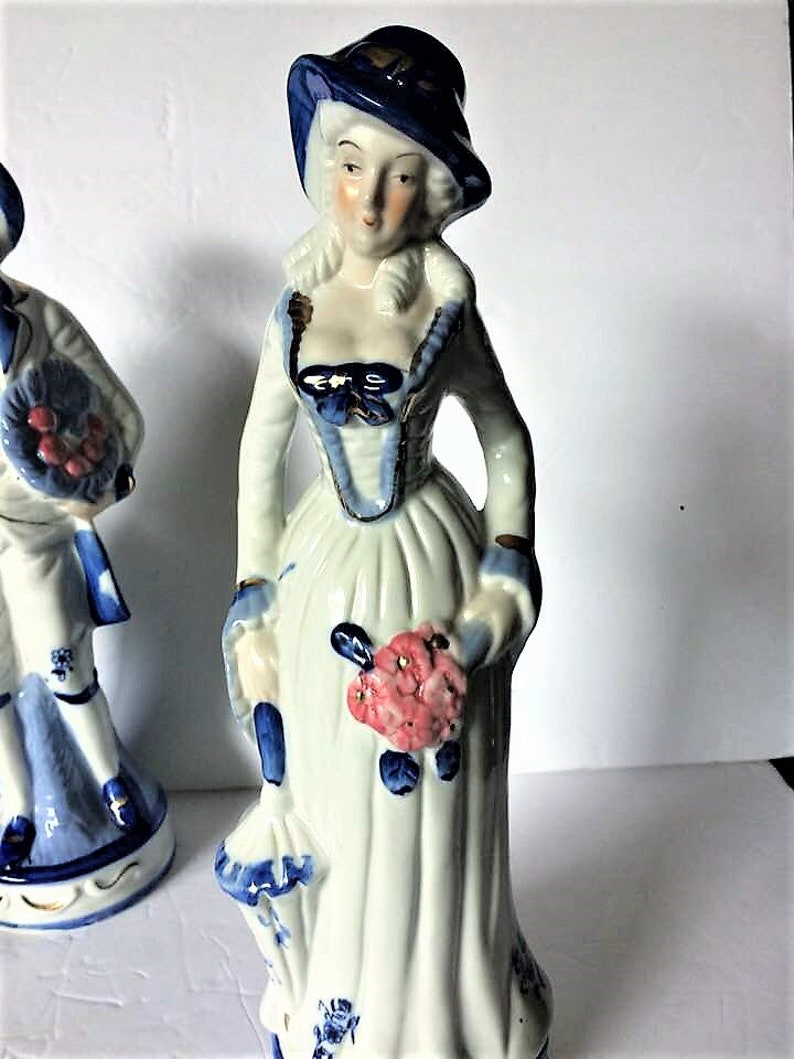 Large Porcelain Figurines Blue and White Figurines Bookshelf Etsy