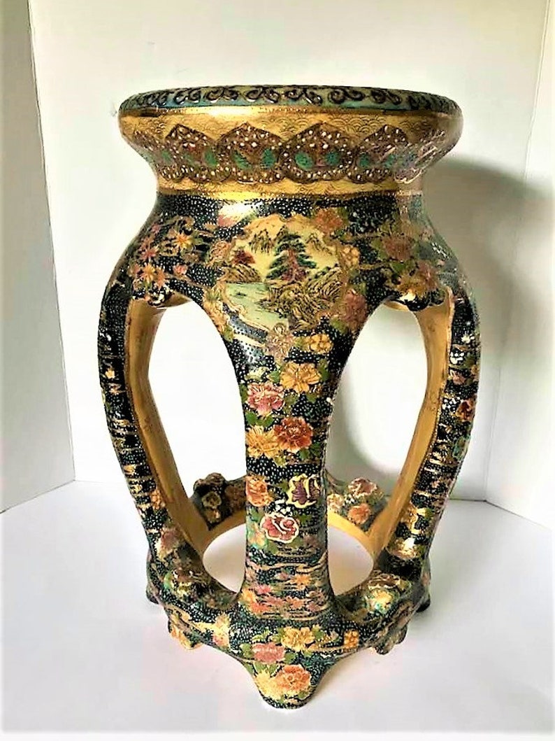 Vintage Asian Garden Stool Decorative Garden Stool Chinois Etsy