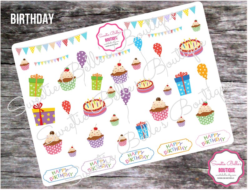 Birthday Stickers for Planner Erin Condren Filofax | Etsy
