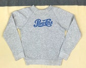 XS S Vintage 1970s Pepsi PepsiCola Gray Sweatshirt with Blue Lettering