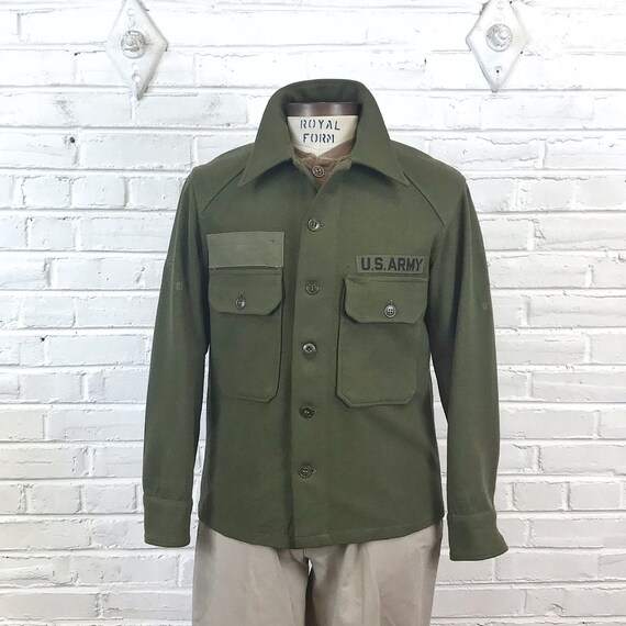 Size M Vintage 1950s Us Army Wool Nylon Olive Green Flannel Etsy Size M Vintage 1950s Us Army Wool Nylon Olive Green Flannel Etsy