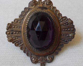 Vintage Victorian Faux Amethyst Lapel Pin/ Brooch.