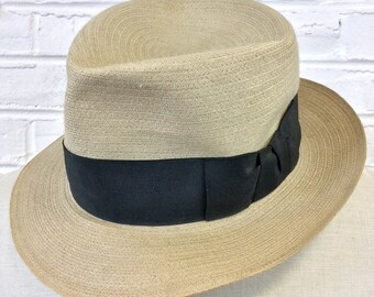 Size 7 1/2 1930s Vintage Hemp “Hempster” Panama Fedora Hat made for George Eakle of Philadelphia