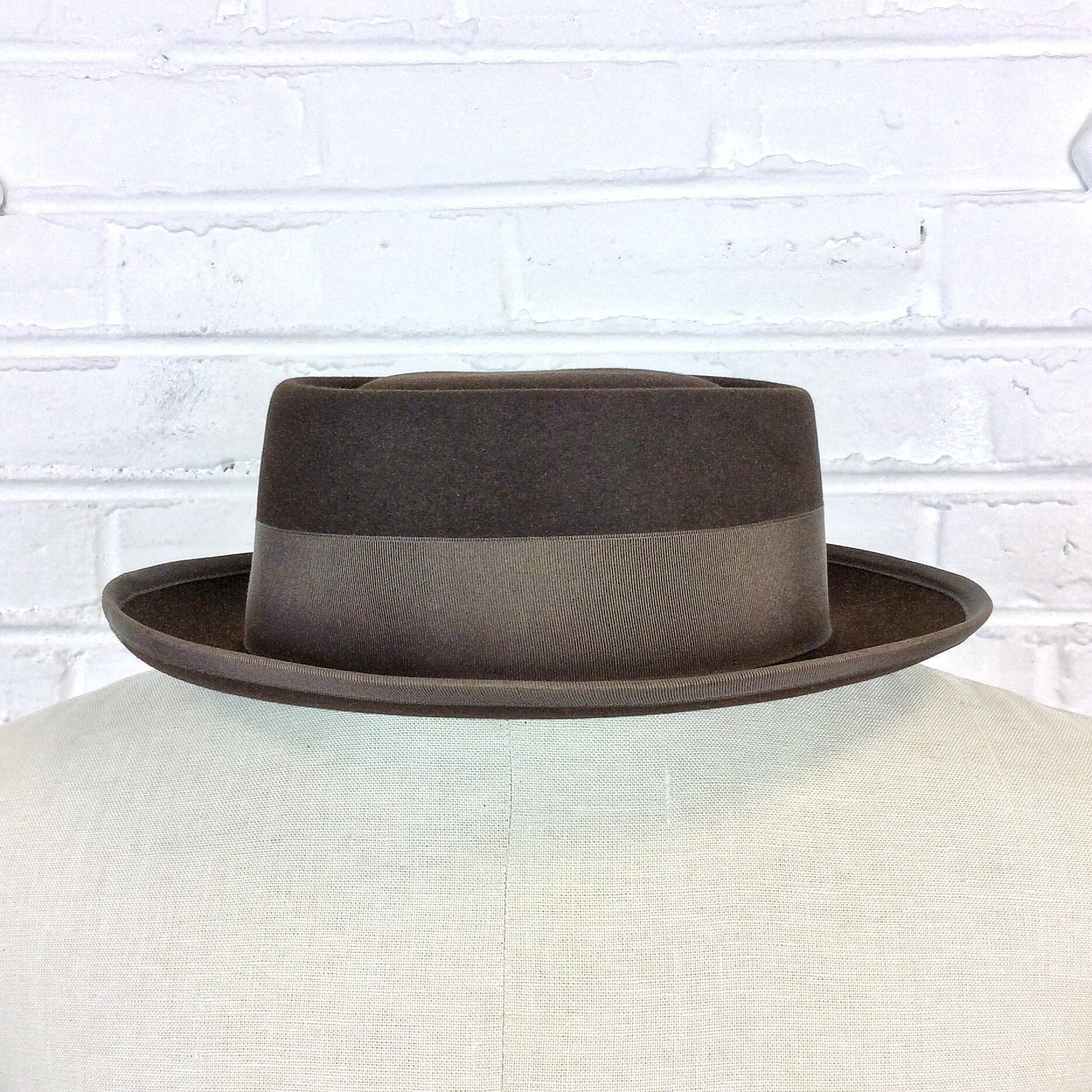 Size 6 7/8 Vintage 1950s 1960s Adam Hats Carbon Brown
