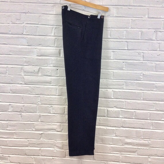 Vintage 1890s 1900s Black Wool Twill Dress Pants w