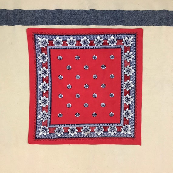 Vintage 1950s 1960s Turkey Red Bandana w/ Selvedge