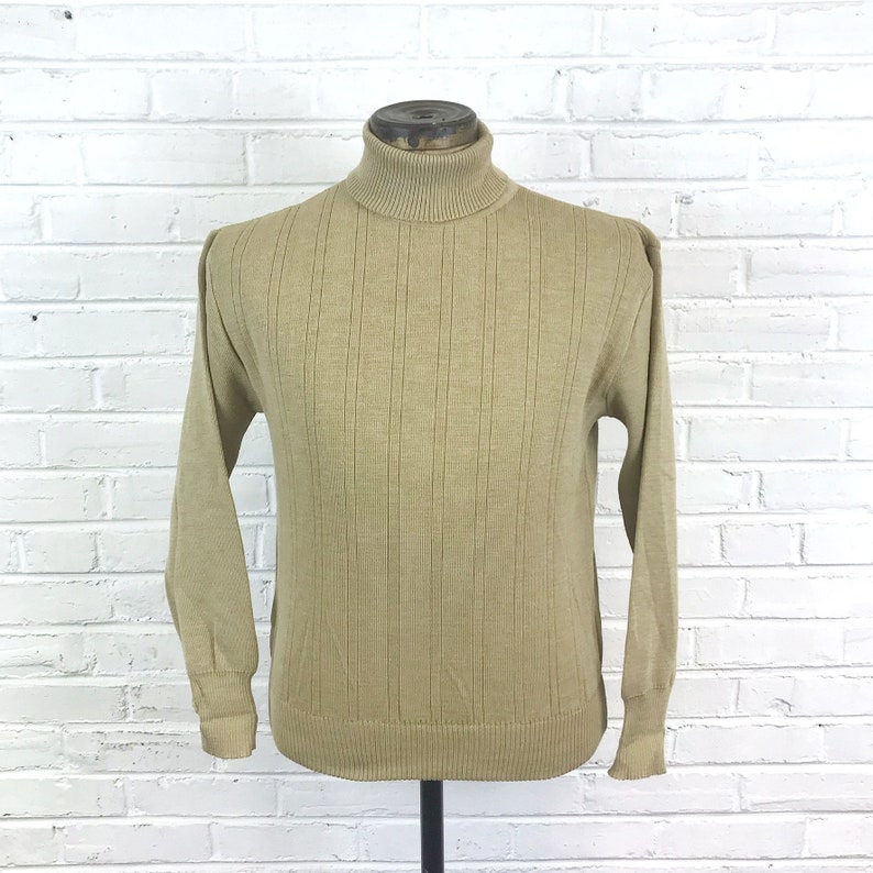 Vintage Mens German Military Roll Beige Neck Sweater | Etsy