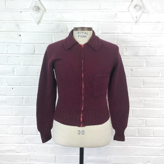 Size XS/S Vintage 1940s 1950s Single Pocket Maroon