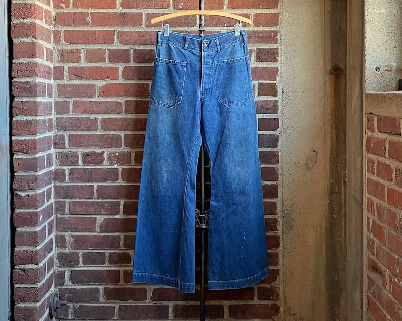 Size 29x29 Vintage 1940s 1950s Selvedge Denim Private Purchase Navy Sailor Bell Bottoms By Seafarer Seagoing Uniforms, NY 2141 image 1